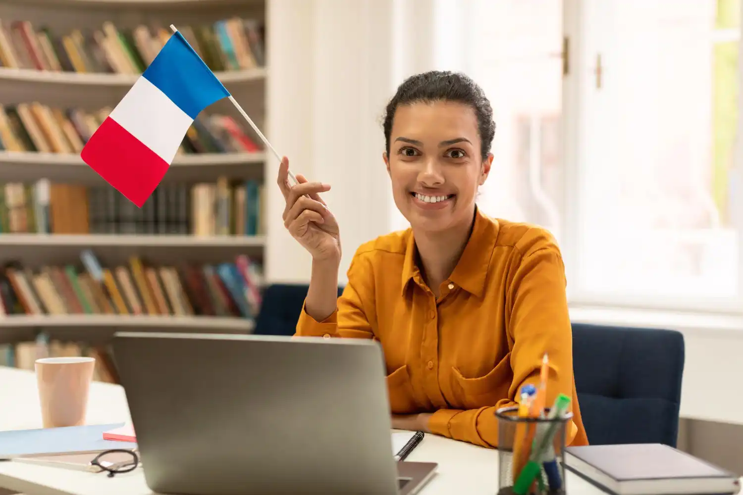 estudiante en clase de francés