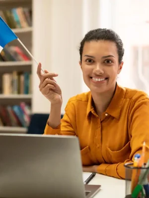 estudiante en clase de francés